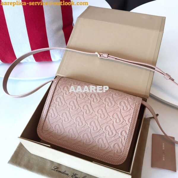 Replica Burberry Small Monogram Leather TB Bag 80140861 Rose beige 11