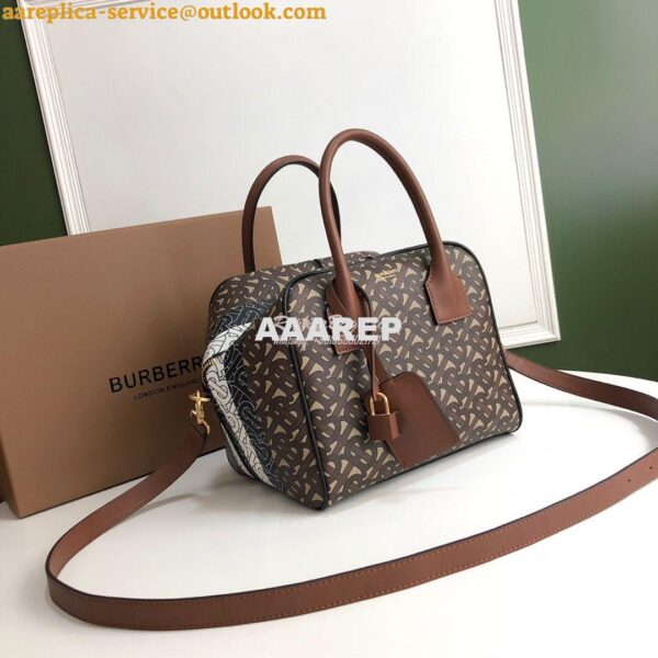 Replica Burberry Small Monogram Stripe E-canvas Cube Bag 4