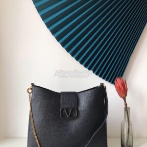 Replica Valentino Vsling Grainy Calfskin Hobo Bag 50027 Black