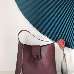 Replica Valentino Vsling Grainy Calfskin Hobo Bag 50027 Burgundy