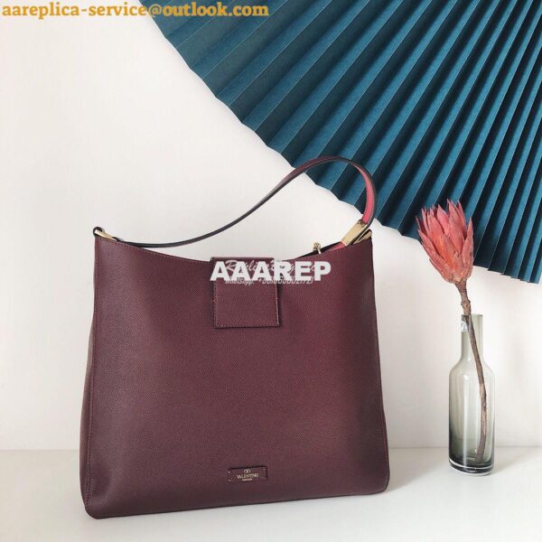 Replica Valentino Vsling Grainy Calfskin Hobo Bag 50027 Burgundy 7