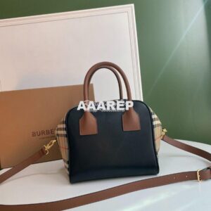 Replica Burberry Small Montage Print black Leather Cube Bag 2