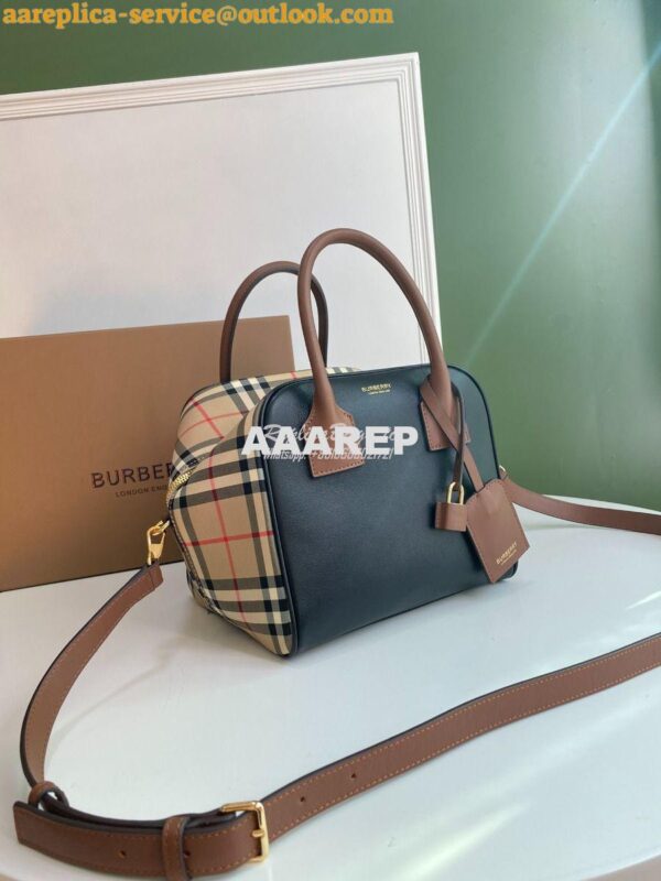 Replica Burberry Small Montage Print black Leather Cube Bag 9