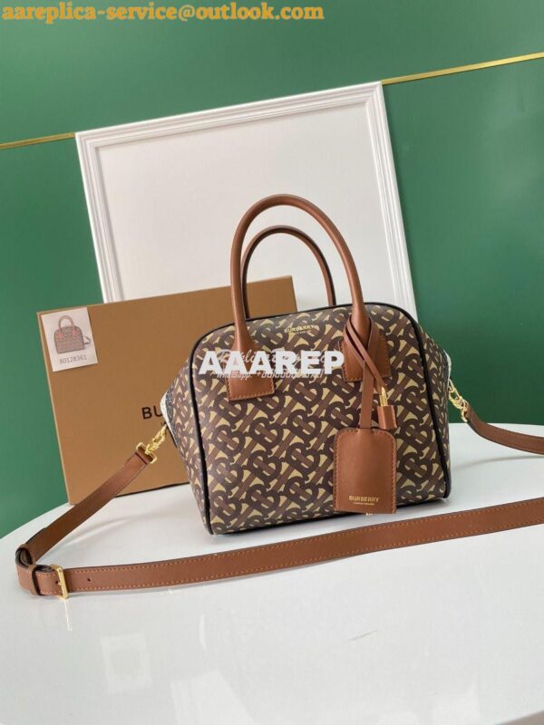 Replica Burberry Small Montage Print Leather Cube Bag 3