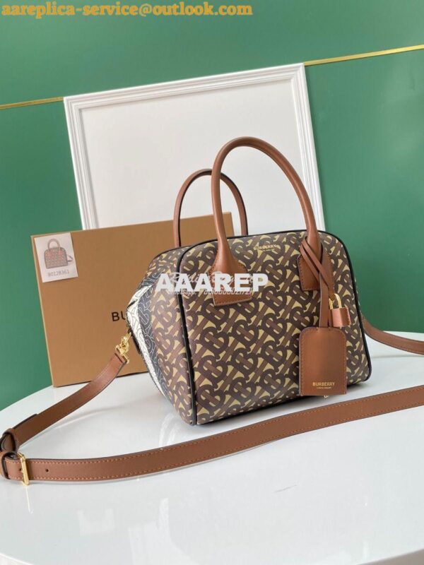 Replica Burberry Small Montage Print Leather Cube Bag 4