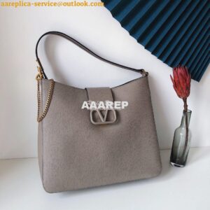 Replica Valentino Vsling Grainy Calfskin Hobo Bag 50027 Grey 2