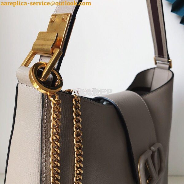 Replica Valentino Vsling Grainy Calfskin Hobo Bag 50027 Grey 9