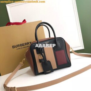 Replica Burberry Small Panelled Leather Cube Bag Black