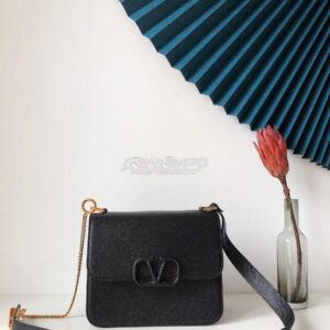 Replica Valentino Vsling Grainy Calfskin Shoulder Bag SW0B0F0 Black