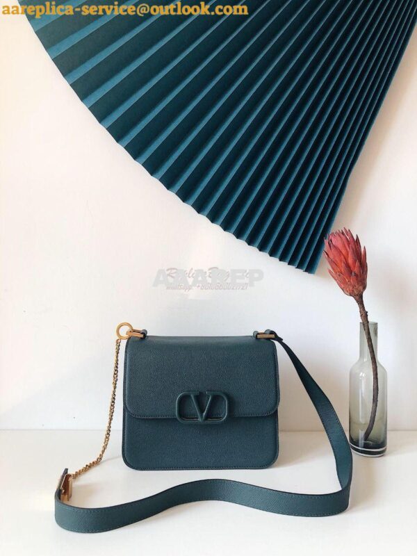 Replica Valentino Vsling Grainy Calfskin Shoulder Bag SW0B0F0 Green 4