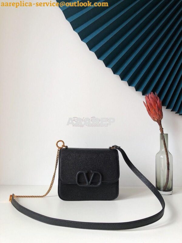 Replica Valentino Vsling Grainy Calfskin Shoulder Bag SW0B0F0 Black 14