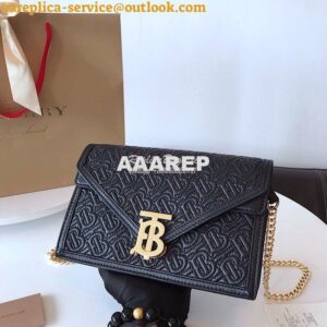 Replica Burberry Small Quilted Monogram TB Envelope Clutch Black