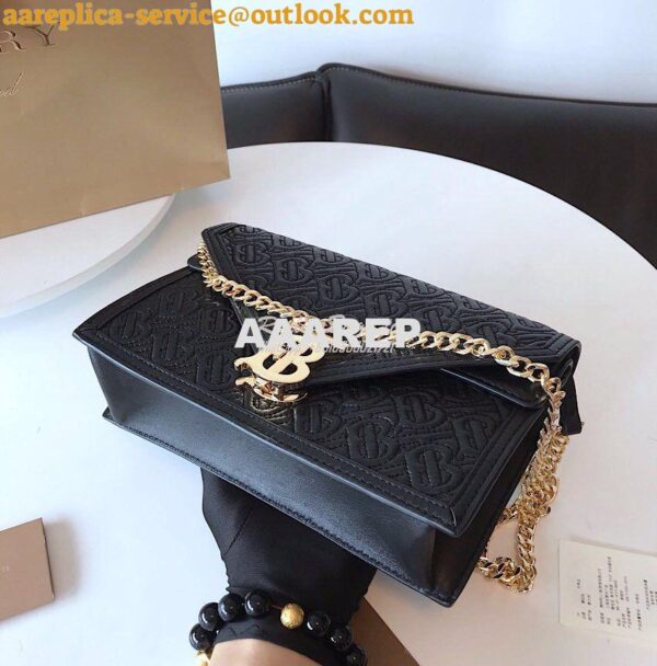 Replica Burberry Small Quilted Monogram TB Envelope Clutch Black 7