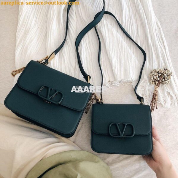 Replica Valentino Vsling Grainy Calfskin Shoulder Bag SW0B0F0 Green 12