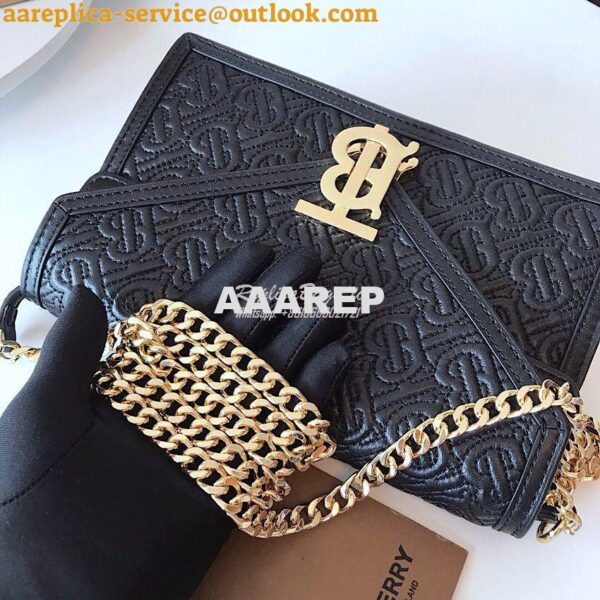 Replica Burberry Small Quilted Monogram TB Envelope Clutch Black 8