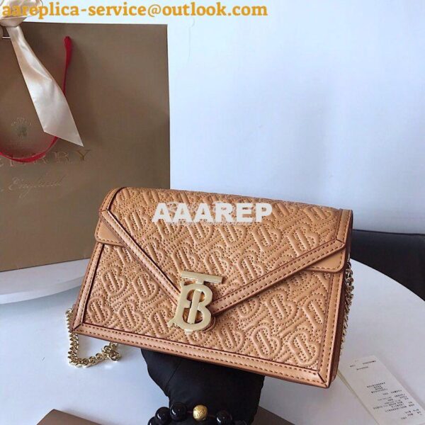 Replica Burberry Small Quilted Monogram TB Envelope Clutch Honey 3