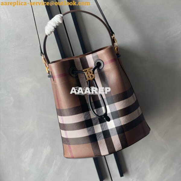 Replica Burberry Small TB Bucket Bag Dark Birch Brown 80696551 4