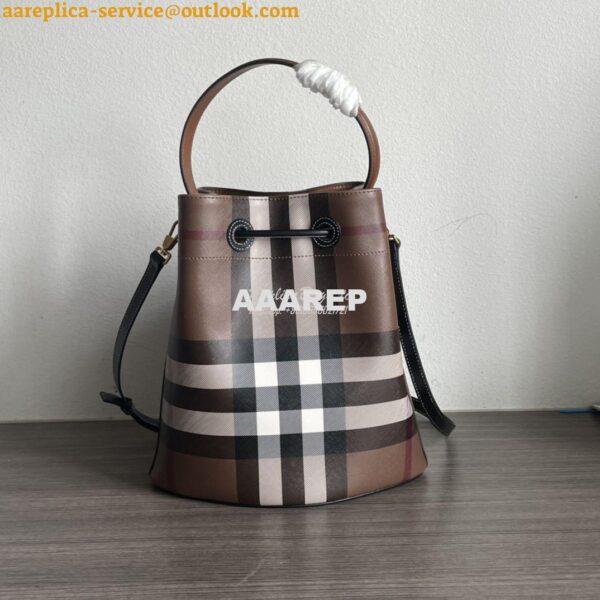 Replica Burberry Small TB Bucket Bag Dark Birch Brown 80696551 9