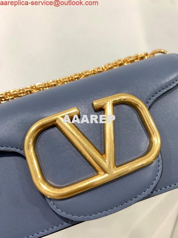 Replica Valentino WB0K53ZXL Locò Small Shoulder Bag in Calfskin Blue 6