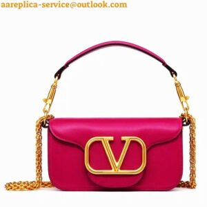 Replica Valentino WB0K53ZXL Locò Small Shoulder Bag in Calfskin Light Ivory red