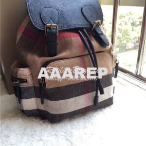 Replica Burberry The Large Rucksack Backpack in Canvas Check and Leat 2