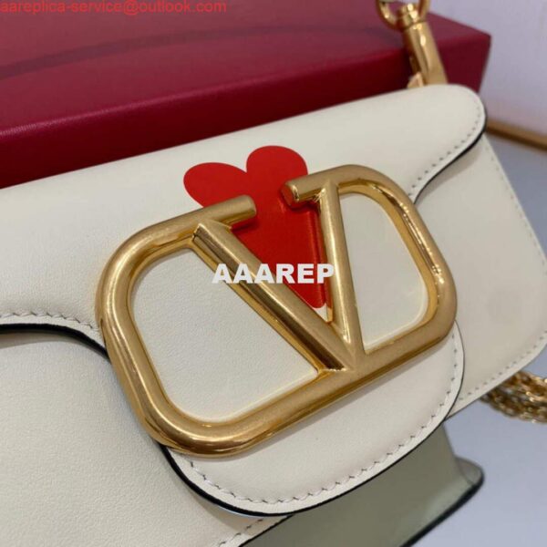 Replica Valentino WB0K53ZXL Locò Small Shoulder Bag in Calfskin Light Ivory red 5