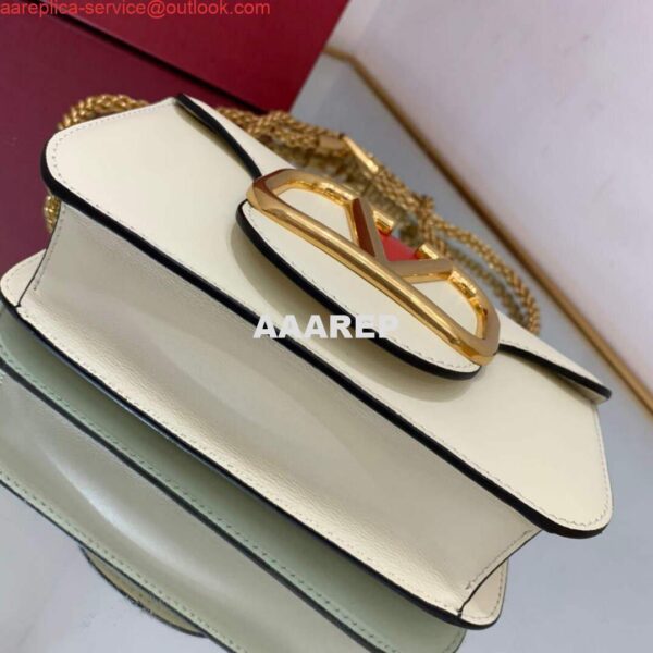 Replica Valentino WB0K53ZXL Locò Small Shoulder Bag in Calfskin Light Ivory red 9