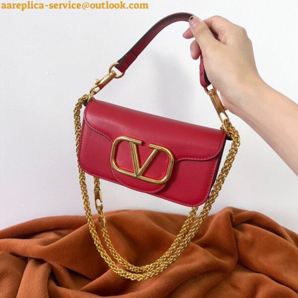 Replica Valentino WB0K53ZXL Locò Small Shoulder Bag in Calfskin Light Ivory red 11