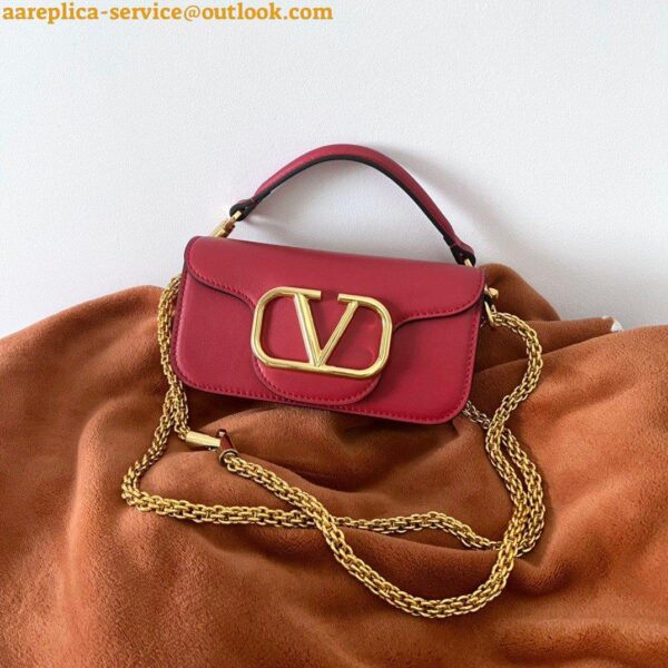 Replica Valentino WB0K53ZXL Locò Small Shoulder Bag in Calfskin Light Ivory red 12