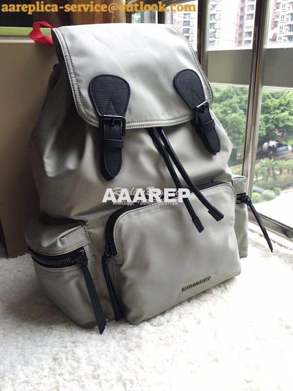 Replica Burberry The Large Rucksack Backpack in grey Technical Nylon 5