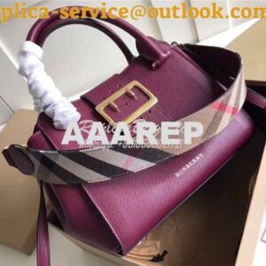 Replica Burberry The Small/Medium Buckle Tote in dark plum Grainy Lea 2