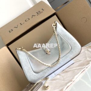 Replica Bvlgari Serpenti Baia Small Shoulder Bag silver Striated calfs 2