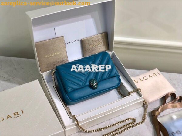 Replica Bvlgari Serpenti Cabochon Micro Shoulder Bag 288755 Blue 3