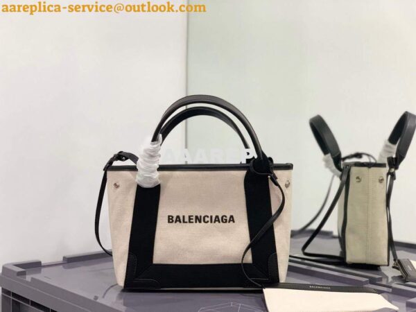 Replica Balenciaga 390346 Women's Navy Xs Tote Bag Apricot black 3