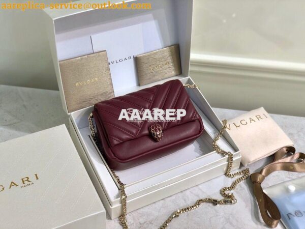 Replica Bvlgari Serpenti Cabochon Micro Shoulder Bag 288755 Burgundy