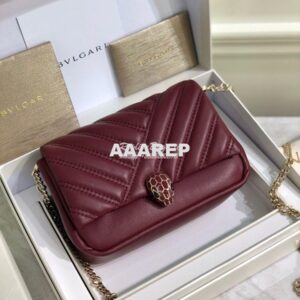 Replica Bvlgari Serpenti Cabochon Micro Shoulder Bag 288755 Burgundy 2