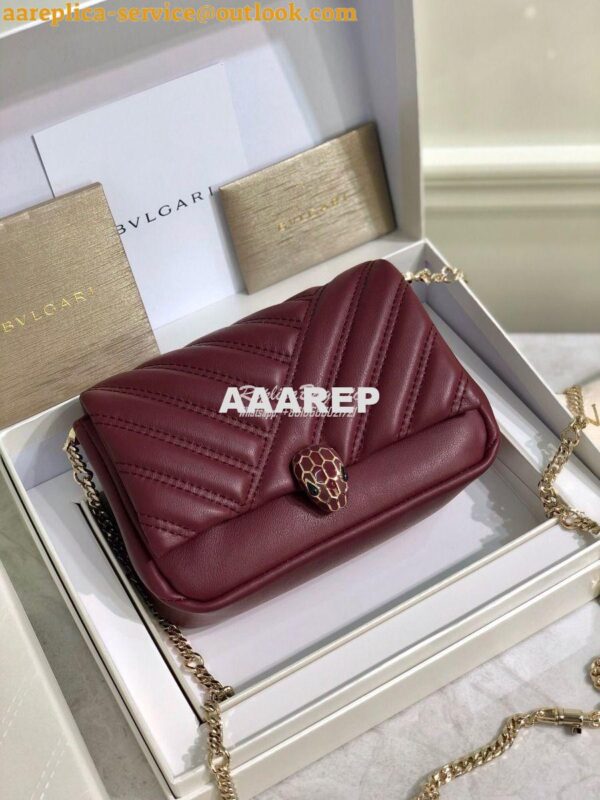 Replica Bvlgari Serpenti Cabochon Micro Shoulder Bag 288755 Burgundy 2