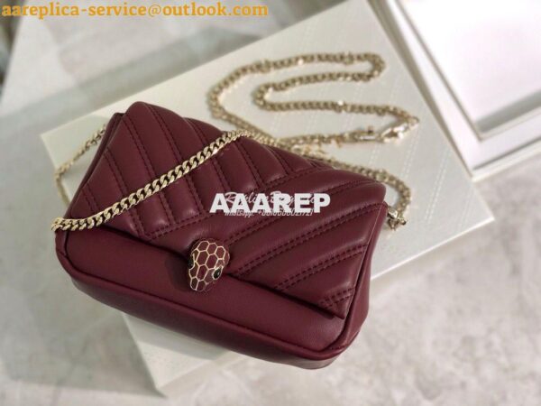 Replica Bvlgari Serpenti Cabochon Micro Shoulder Bag 288755 Burgundy 3