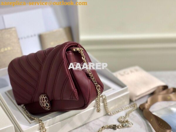 Replica Bvlgari Serpenti Cabochon Micro Shoulder Bag 288755 Burgundy 5