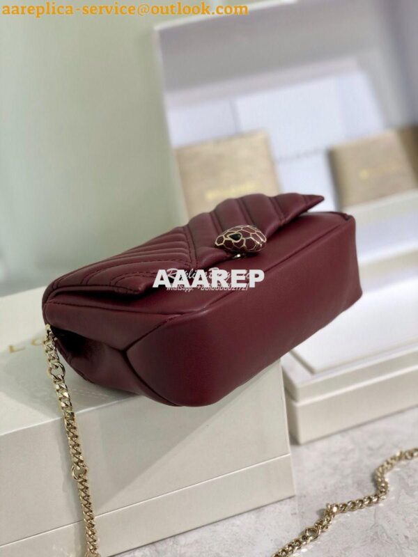 Replica Bvlgari Serpenti Cabochon Micro Shoulder Bag 288755 Burgundy 10