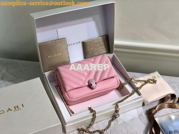 Replica Bvlgari Serpenti Cabochon Micro Shoulder Bag 288755 Pink