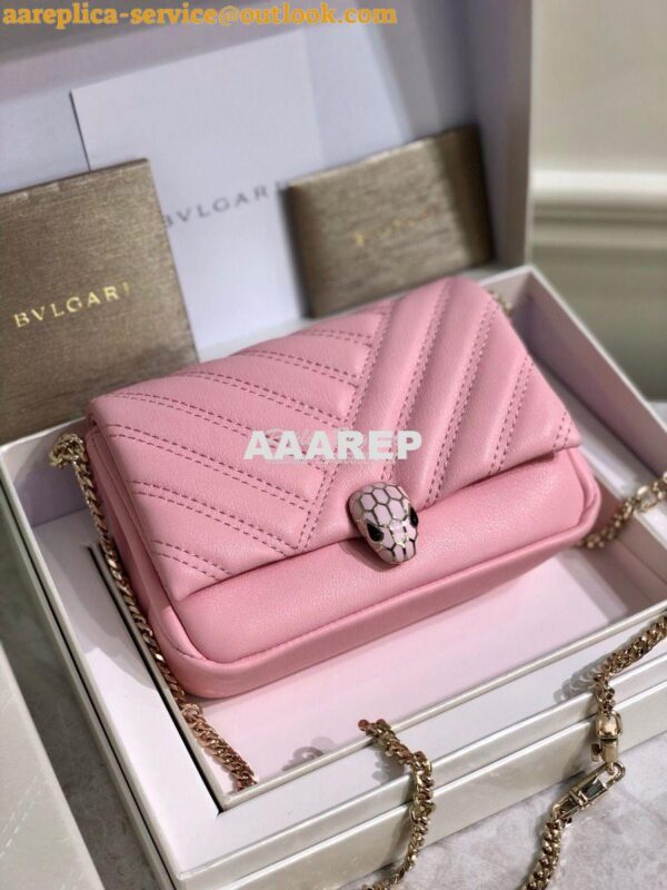 Replica Bvlgari Serpenti Cabochon Micro Shoulder Bag 288755 Pink 3