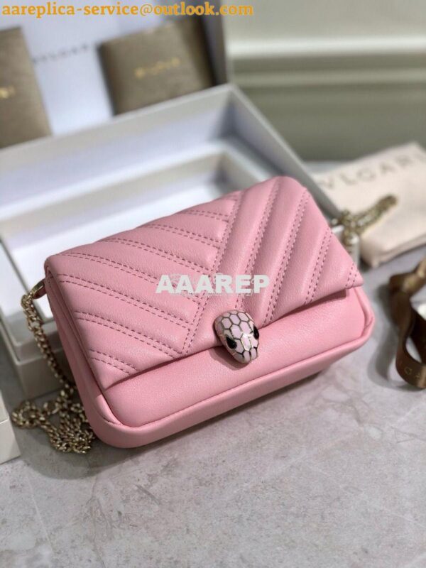 Replica Bvlgari Serpenti Cabochon Micro Shoulder Bag 288755 Pink 4