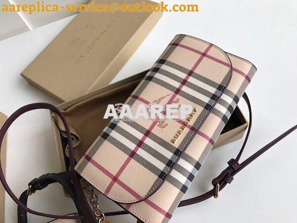 Replica Burberry Burgundy Leather Trim Haymarket Check Wallet with Cha 4