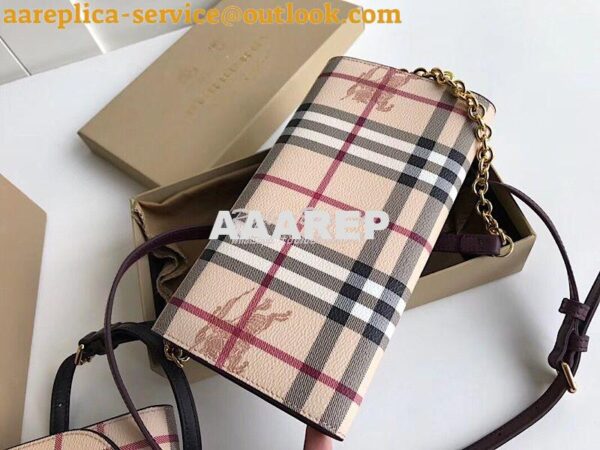 Replica Burberry Burgundy Leather Trim Haymarket Check Wallet with Cha 8