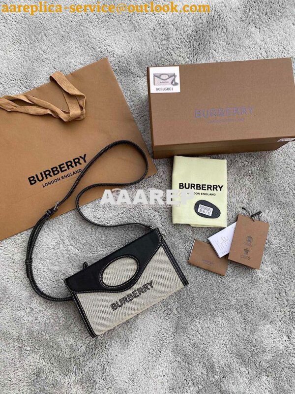 Replica Burberry Canvas and Leather Foldover Pocket Bag 80395061 3