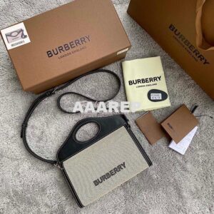 Replica Burberry Canvas and Leather Foldover Pocket Bag 80395061 2