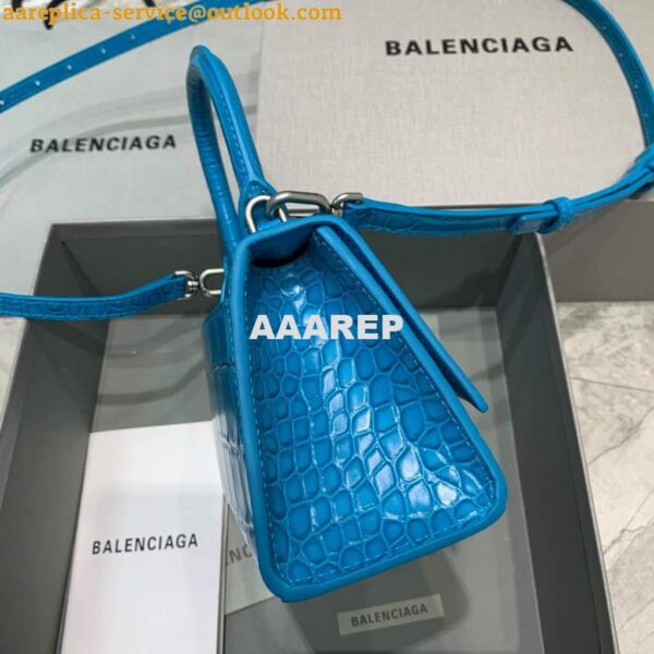 Replica Balenciaga 592833 Hourglass XS Top Handle Bag Blue 5