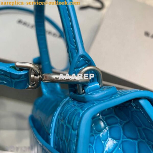 Replica Balenciaga 592833 Hourglass XS Top Handle Bag Blue 8