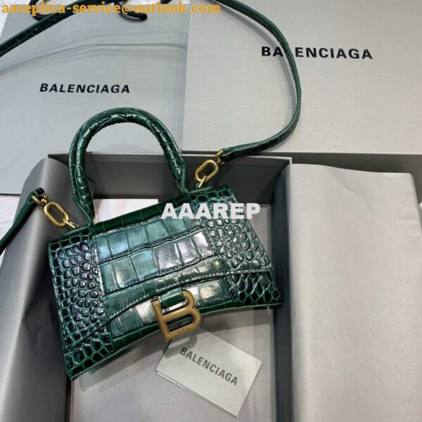 Replica Balenciaga 592833 Hourglass XS Top Handle Bag Dark Green 3